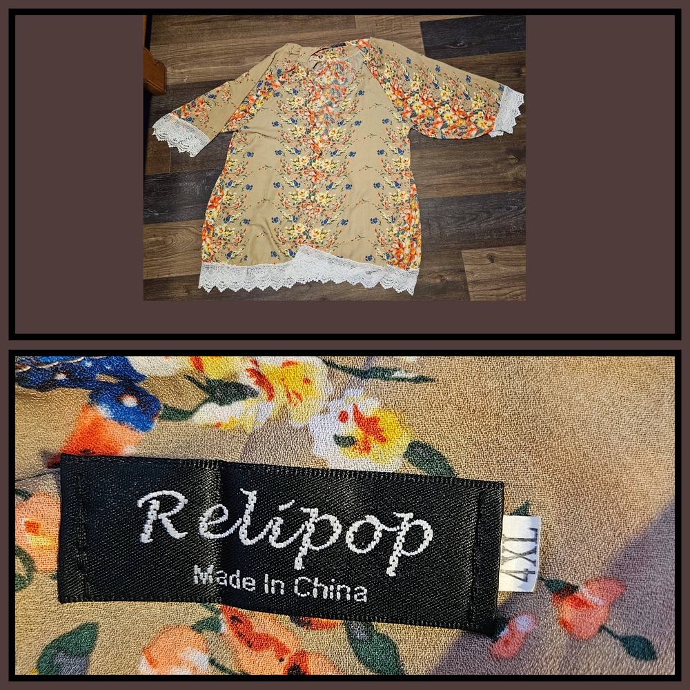 Relipop Floral Tunic with Lace Trim